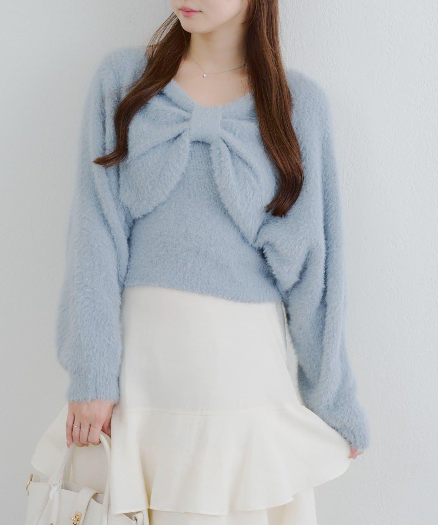 【2件套】吊帶+蝴蝶結羽毛針織衫