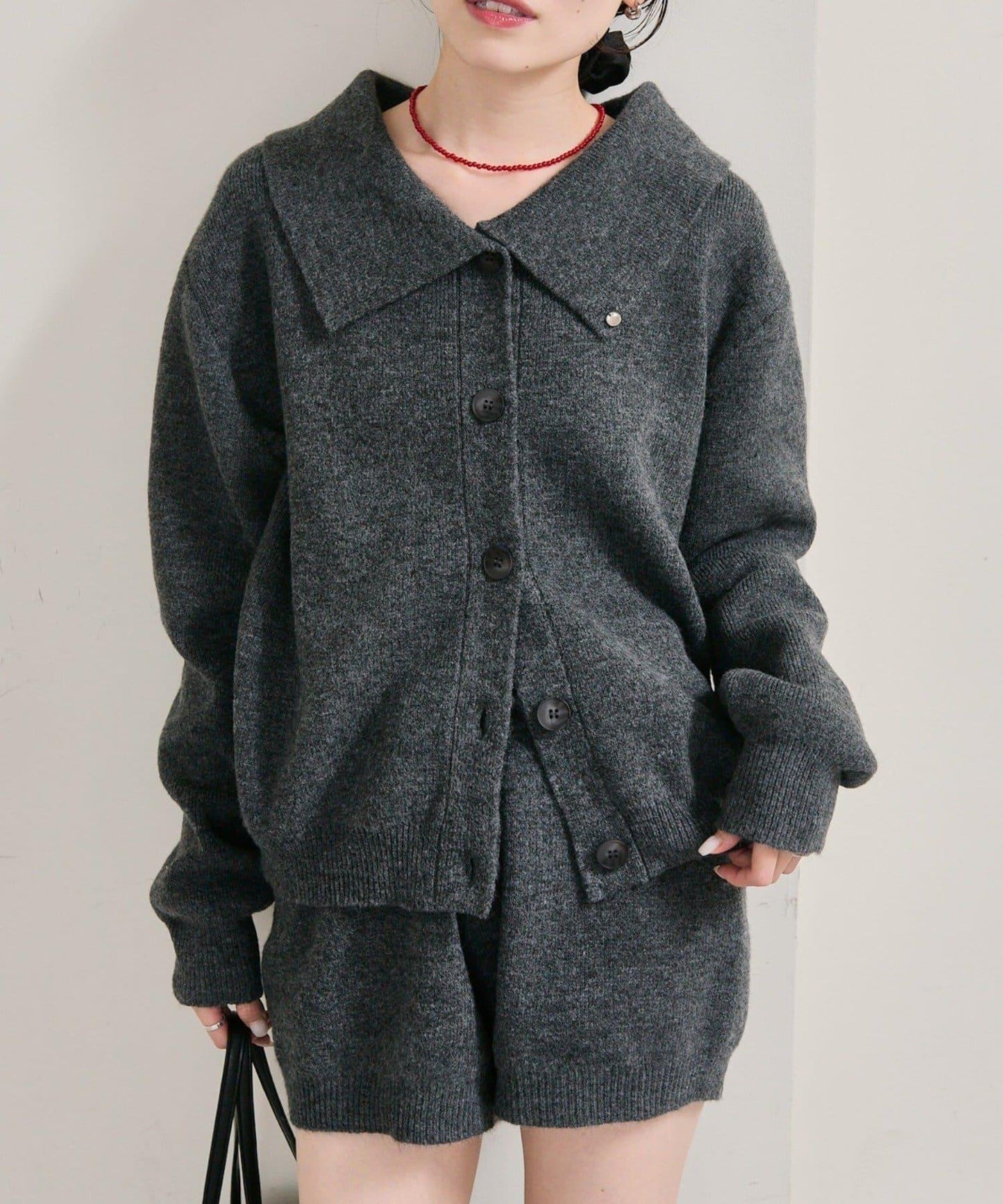 帶領片針織開衫