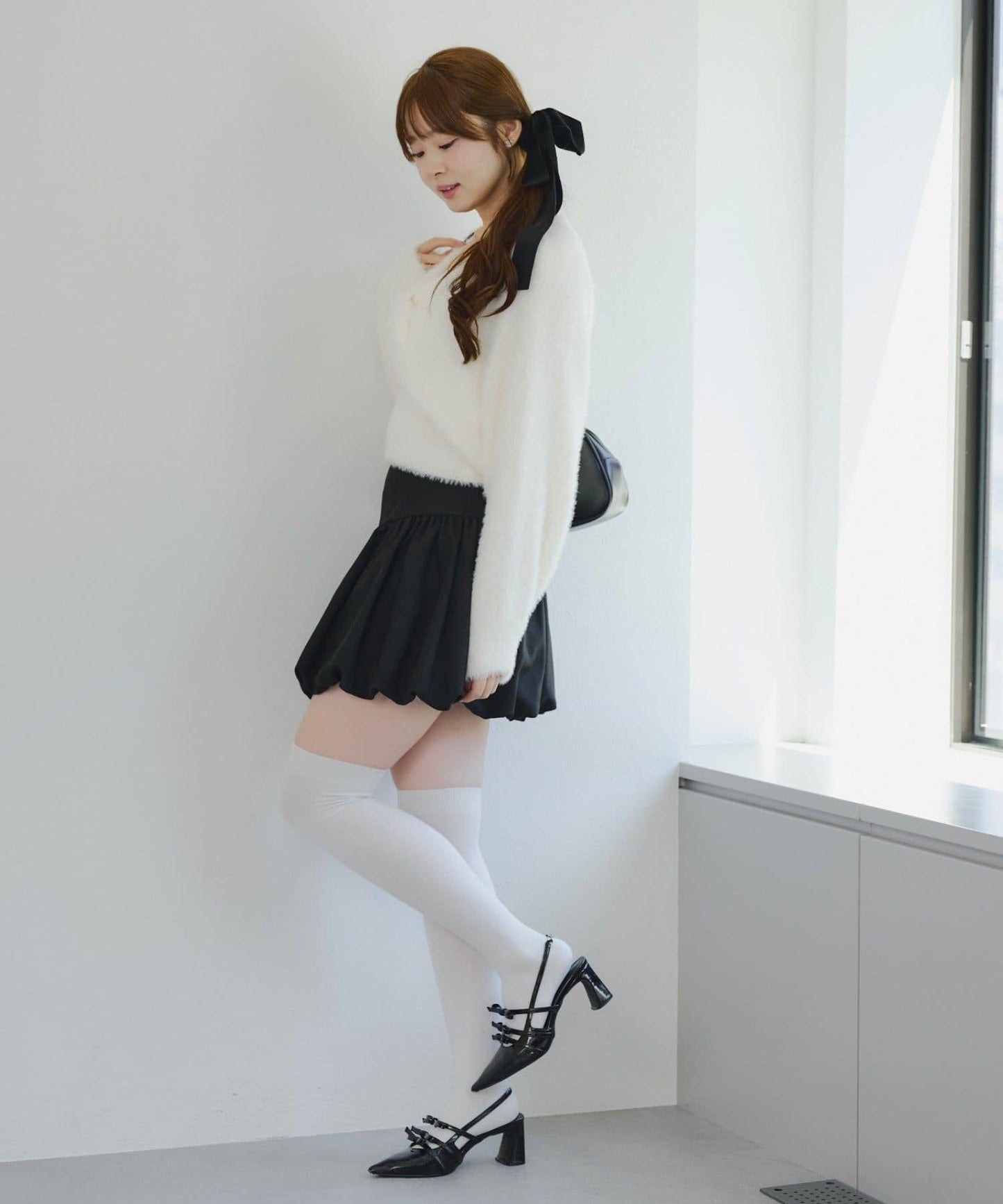 【2件套】吊帶+蝴蝶結羽毛針織衫