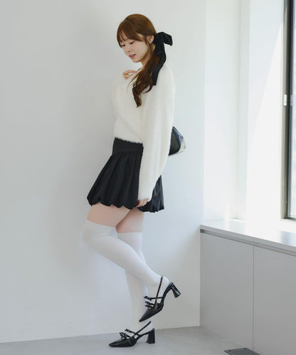 【2件套】吊帶+蝴蝶結羽毛針織衫