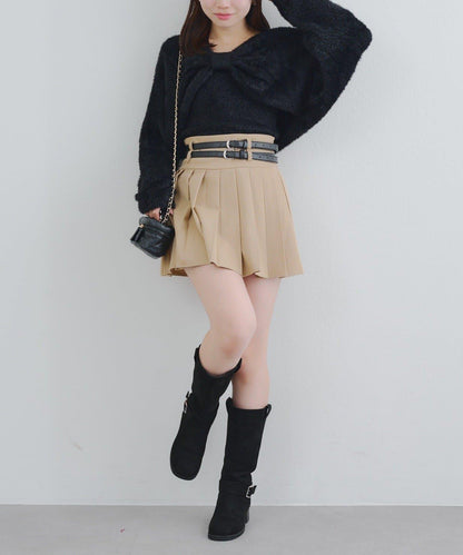 【2件套】吊帶+蝴蝶結羽毛針織衫