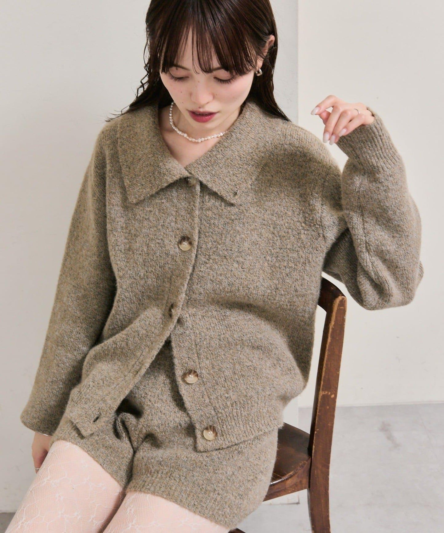 帶領片針織開衫