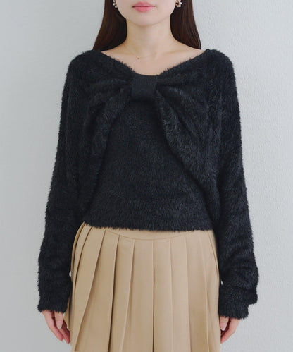 【2件套】吊帶+蝴蝶結羽毛針織衫