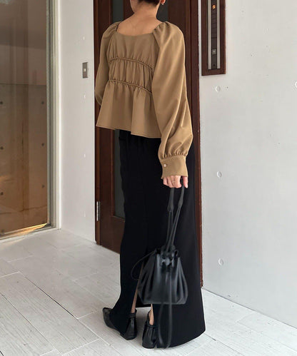 【前後兩穿設計】方領泡泡袖襯衫