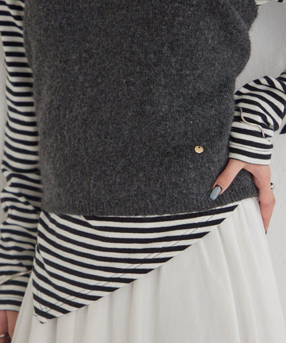 掛脖短款背心套裝長袖T恤