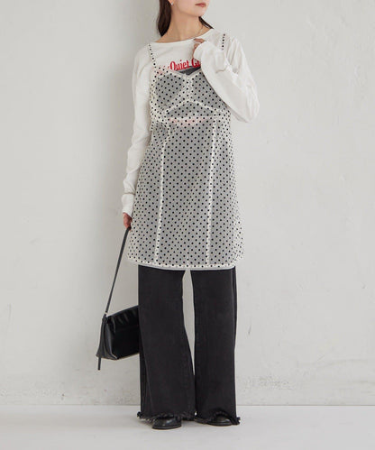 波點網紗吊帶長款上衣