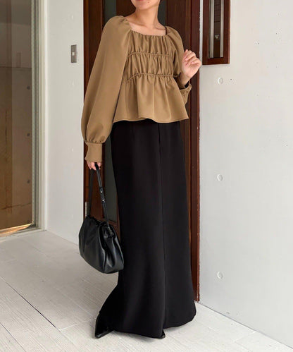 【前後兩穿設計】方領泡泡袖襯衫