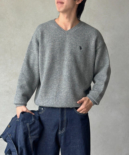 【U.S. POLO ASSN. 】V領針織套頭衫