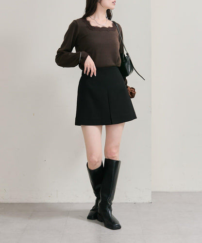 方領蕾絲長袖T恤