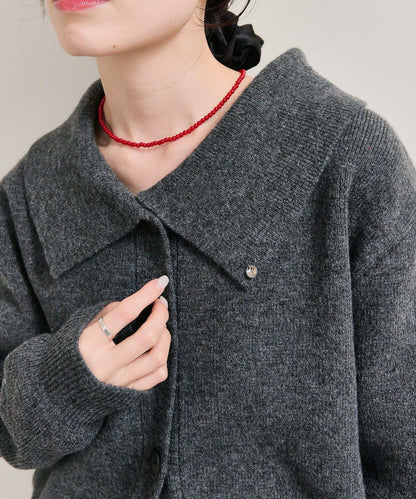 帶領片針織開衫