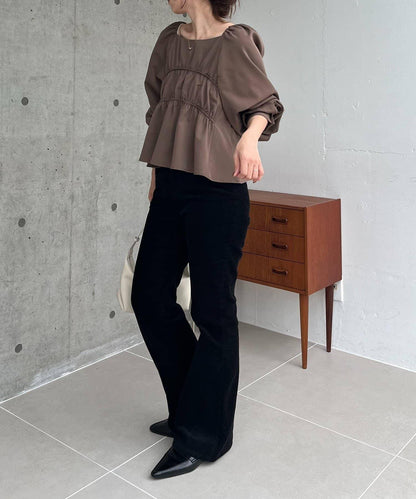 【前後兩穿設計】方領泡泡袖襯衫