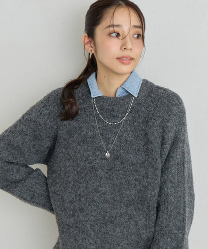 《ふんわり暖か》羊駝絨感插肩袖針織衫