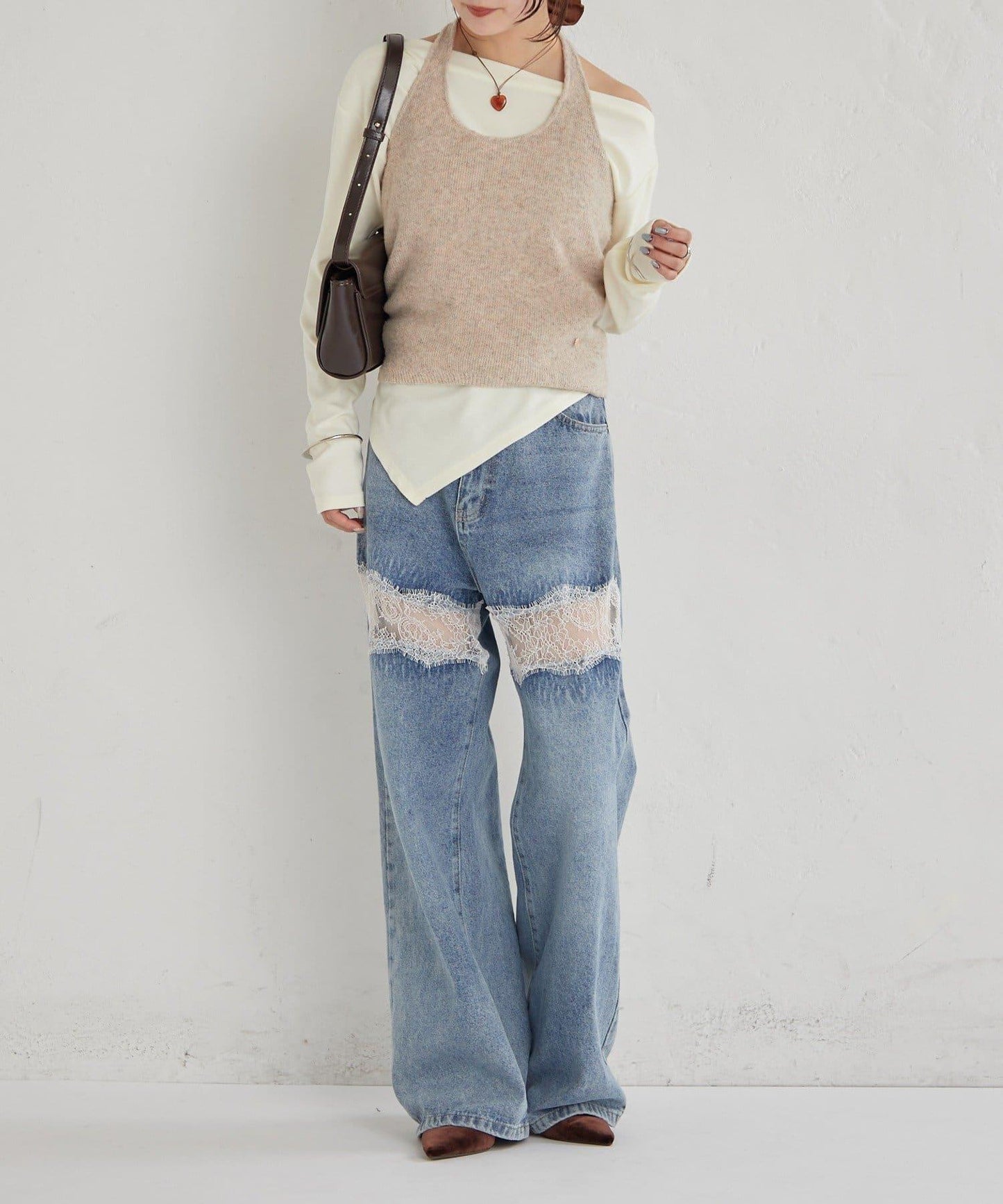 掛脖短款背心套裝長袖T恤