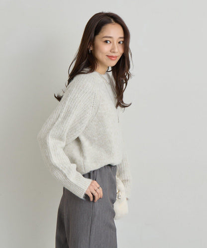 《ふんわり暖か》羊駝絨感插肩袖針織衫
