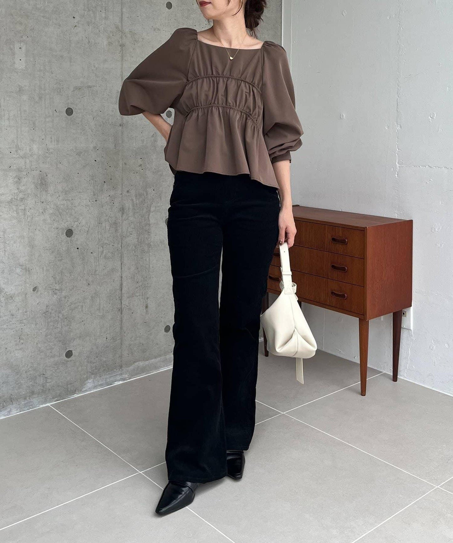 【前後兩穿設計】方領泡泡袖襯衫