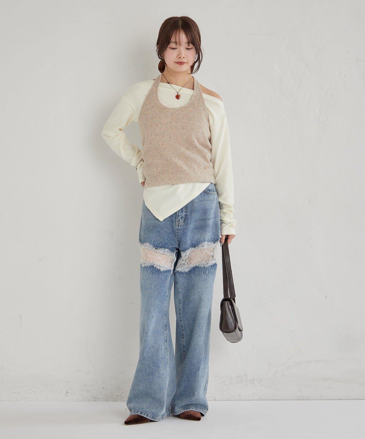 掛脖短款背心套裝長袖T恤