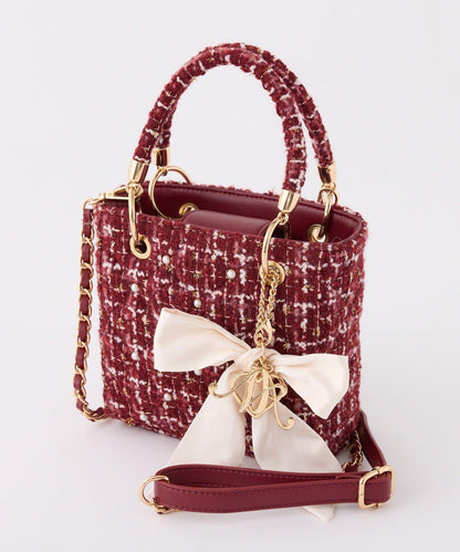 帶吊飾絎縫鉚釘迷你包