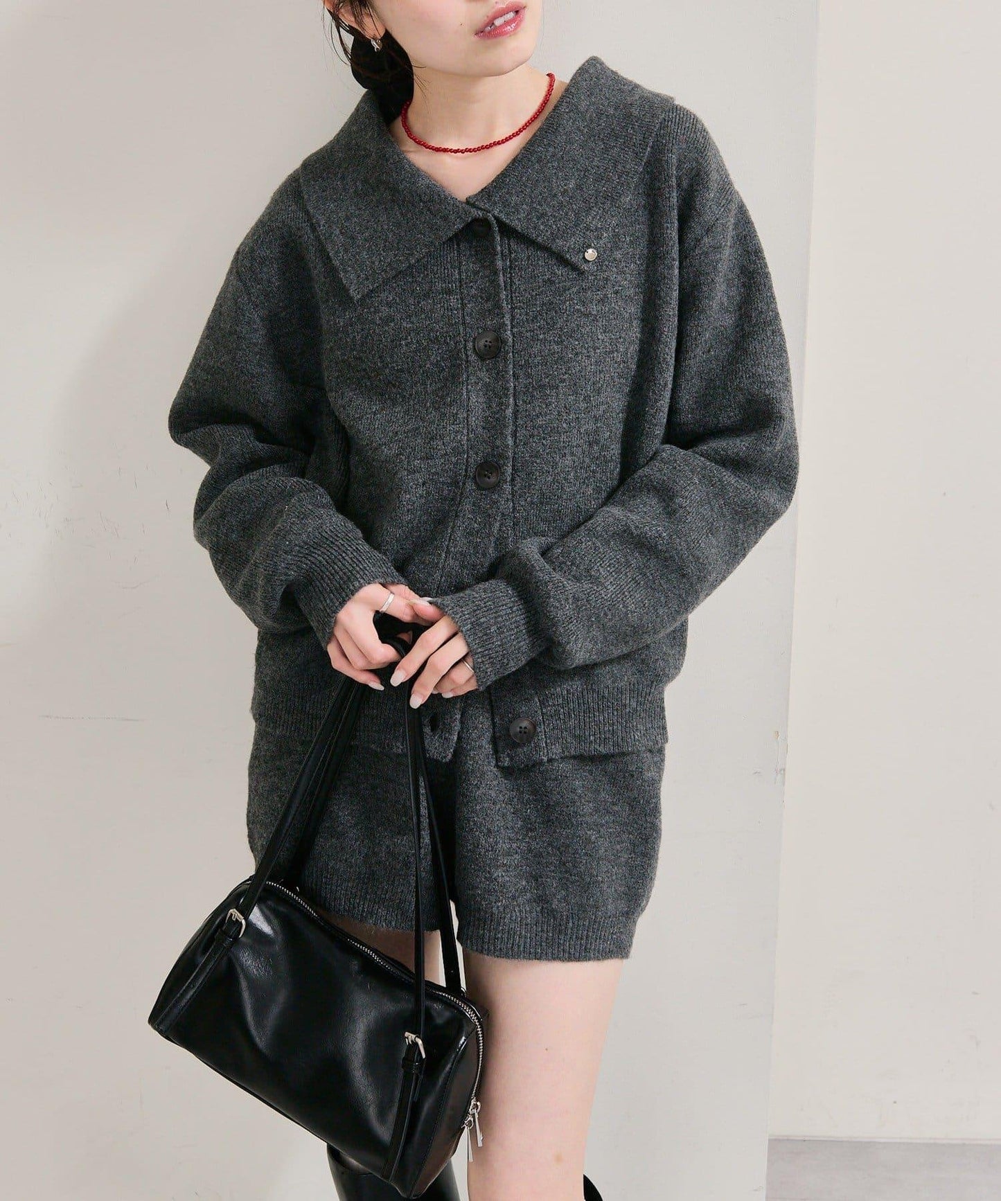 帶領片針織開衫