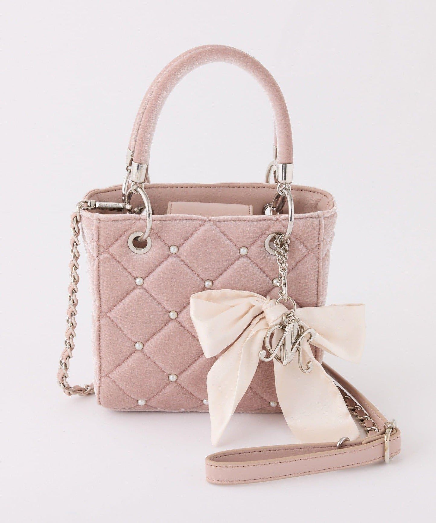 帶吊飾絎縫鉚釘迷你包