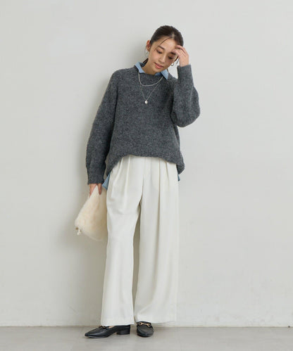 《ふんわり暖か》羊駝絨感插肩袖針織衫