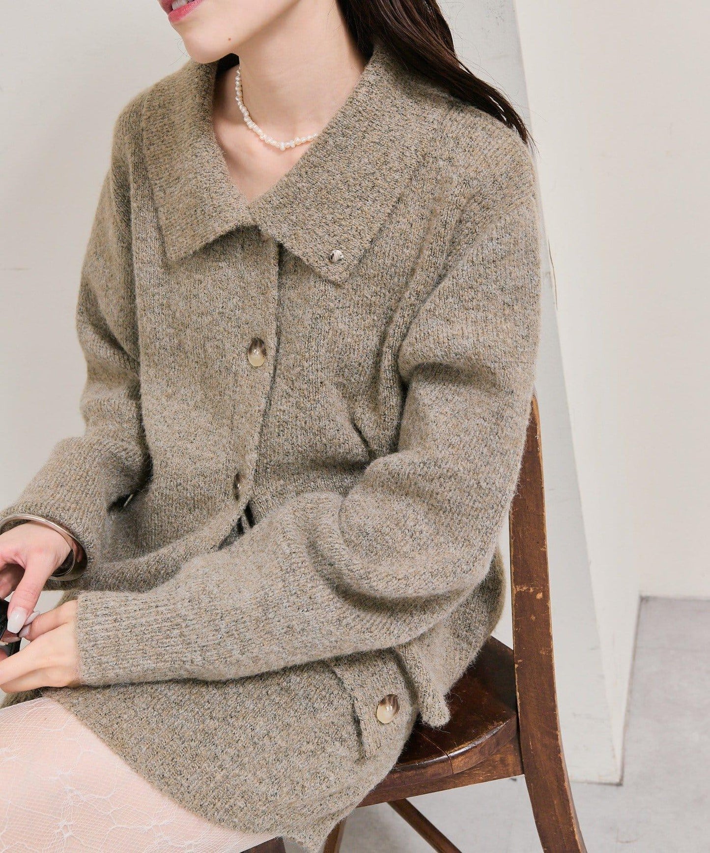 帶領片針織開衫