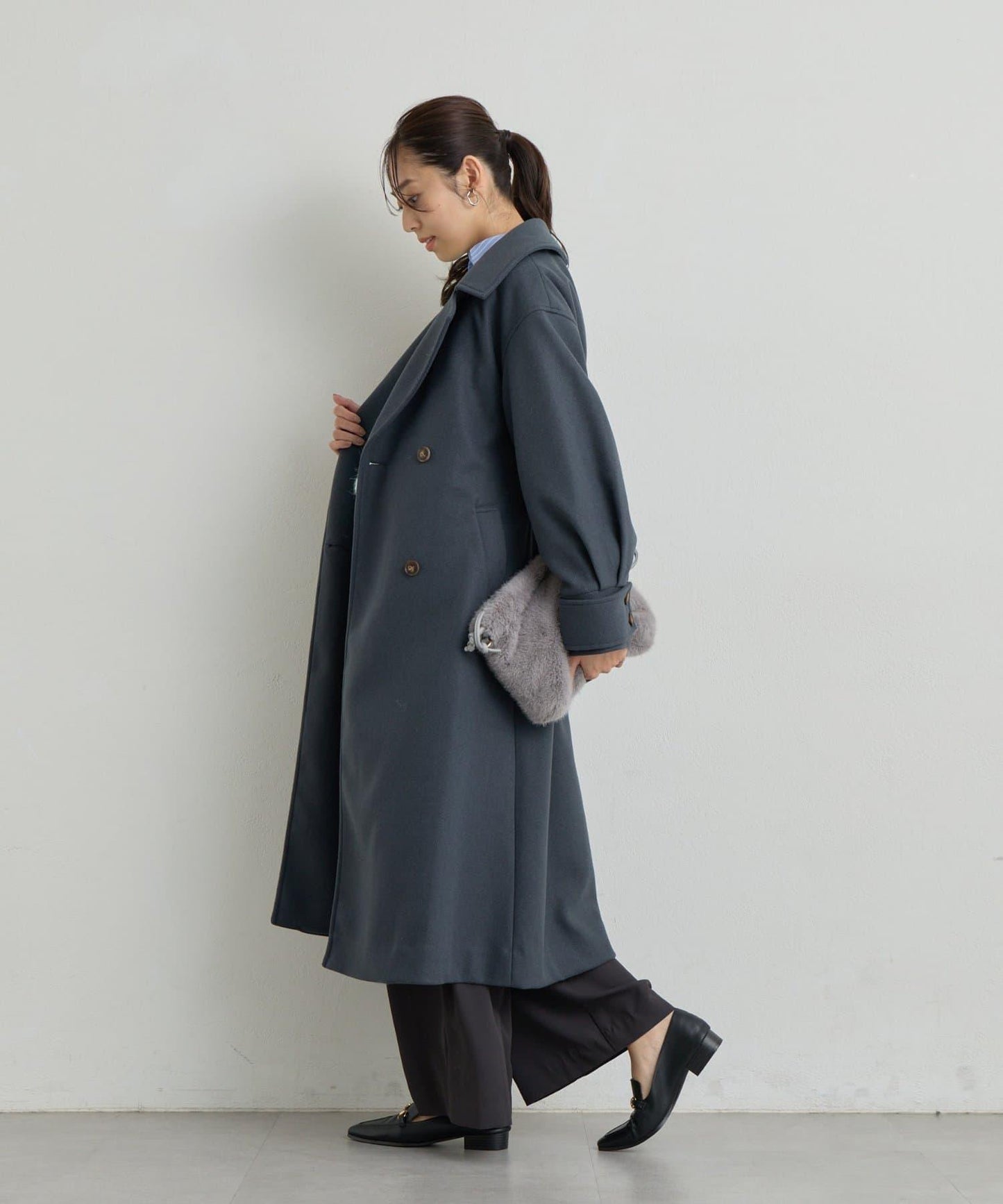 《ふんわり暖か》羊駝絨感插肩袖針織衫