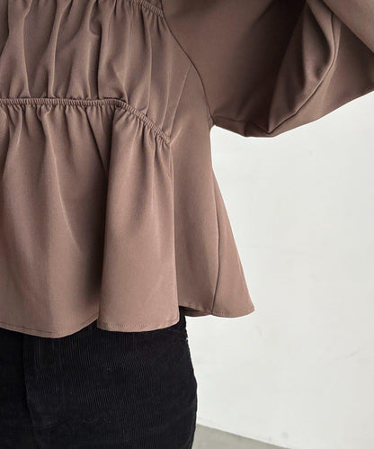 【前後兩穿設計】方領泡泡袖襯衫