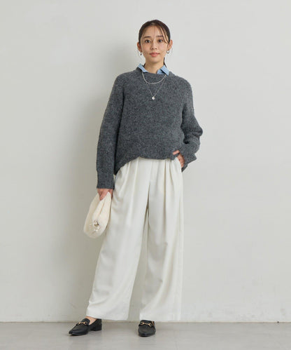 《ふんわり暖か》羊駝絨感插肩袖針織衫