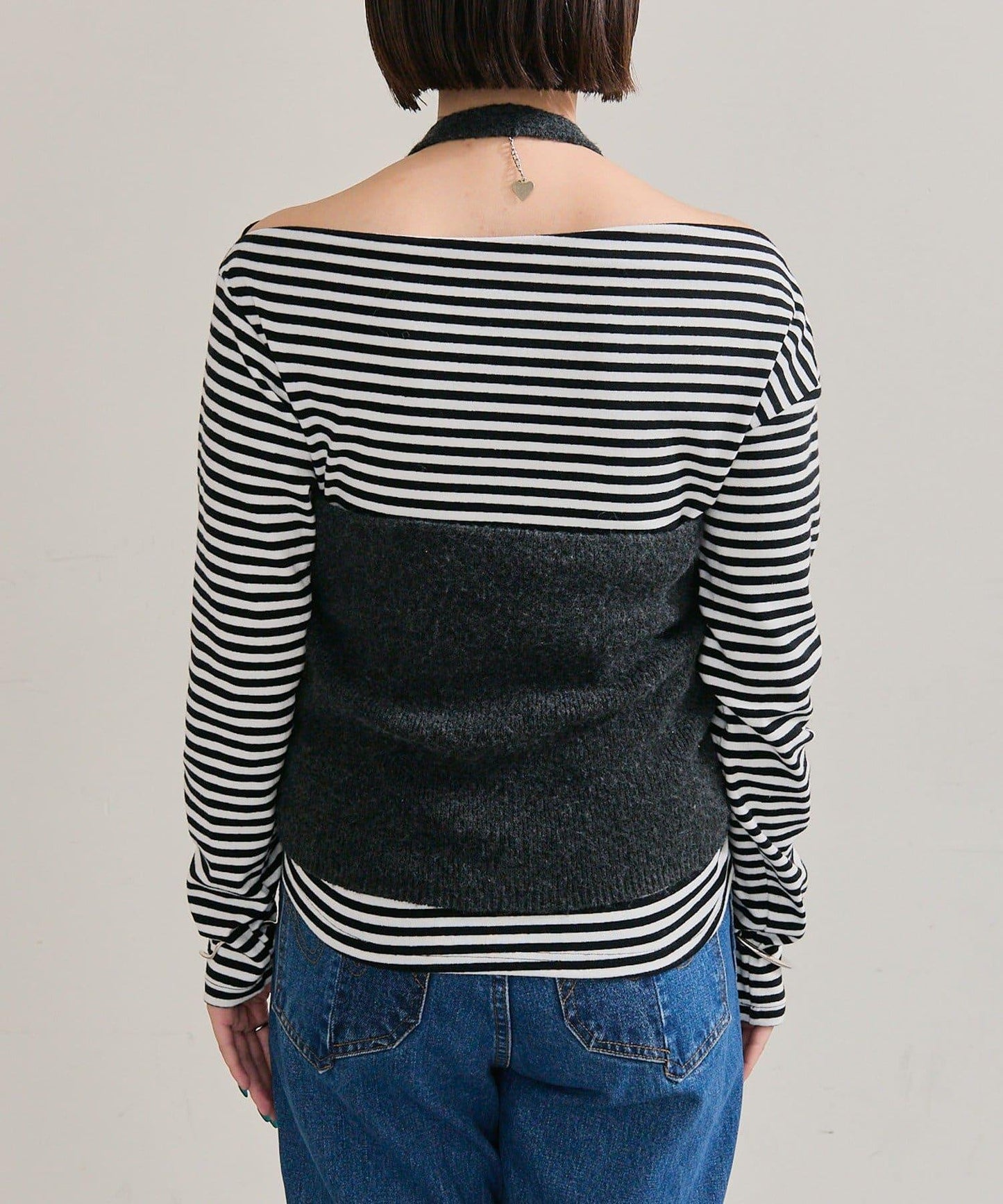 掛脖短款背心套裝長袖T恤