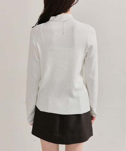 帶飾牌高領針織衫