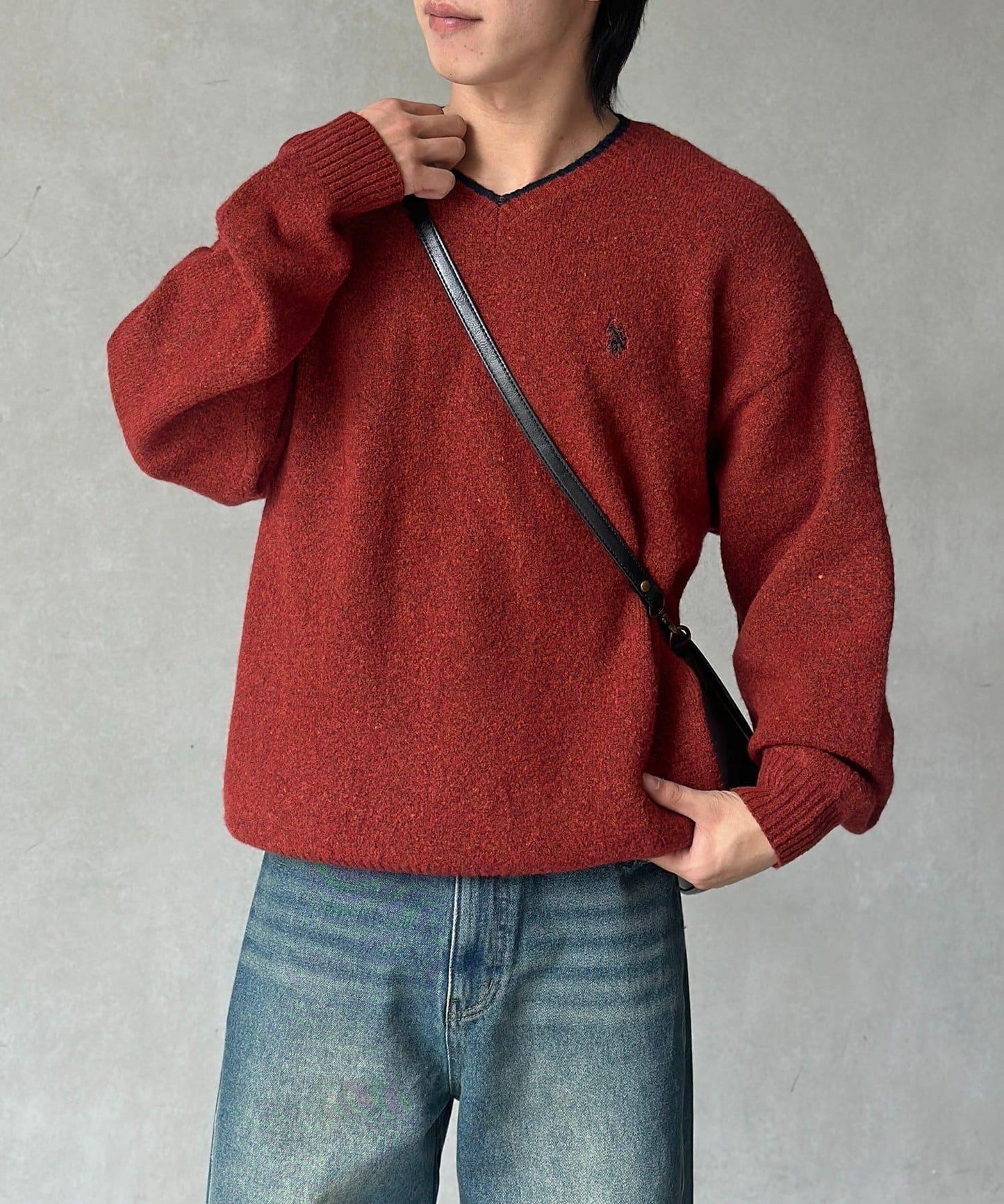 【U.S. POLO ASSN. 】V領針織套頭衫