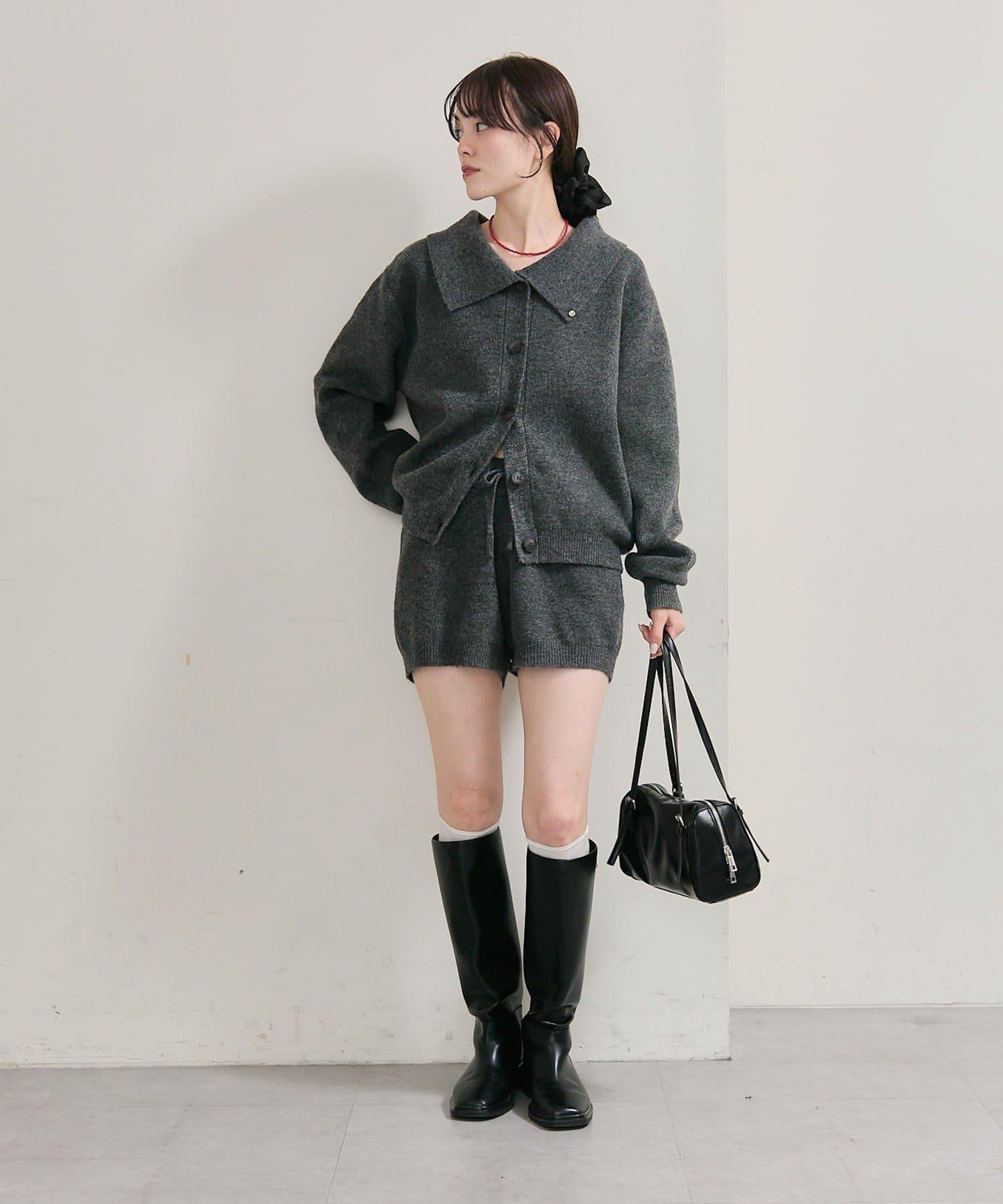 帶領片針織開衫