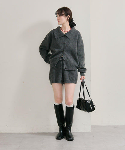 帶領片針織開衫