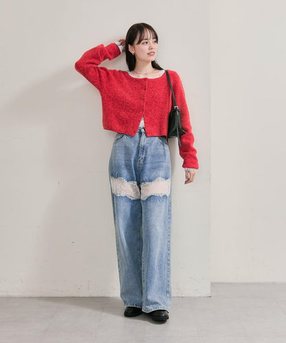 方領蕾絲長袖T恤