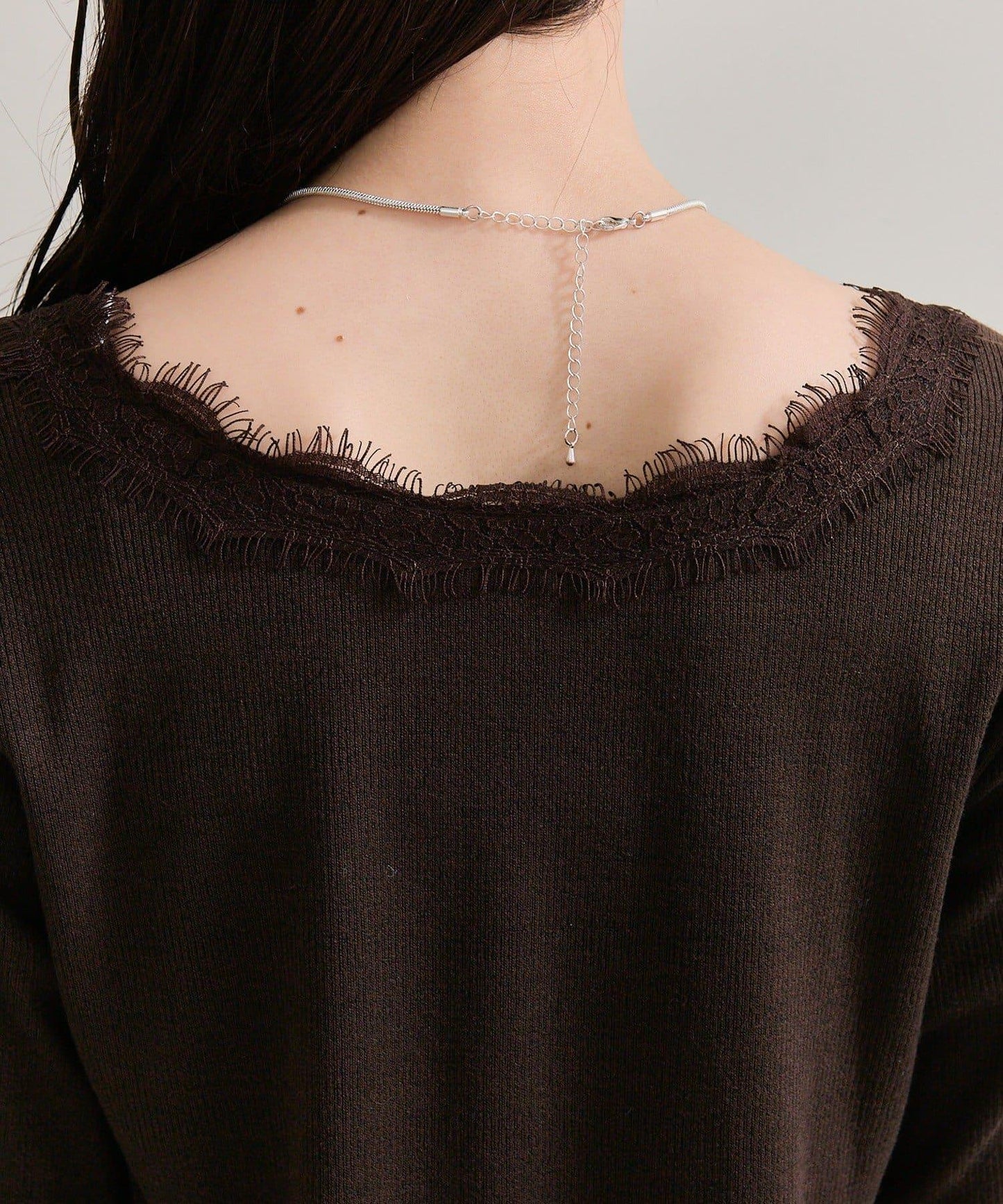 方領蕾絲長袖T恤