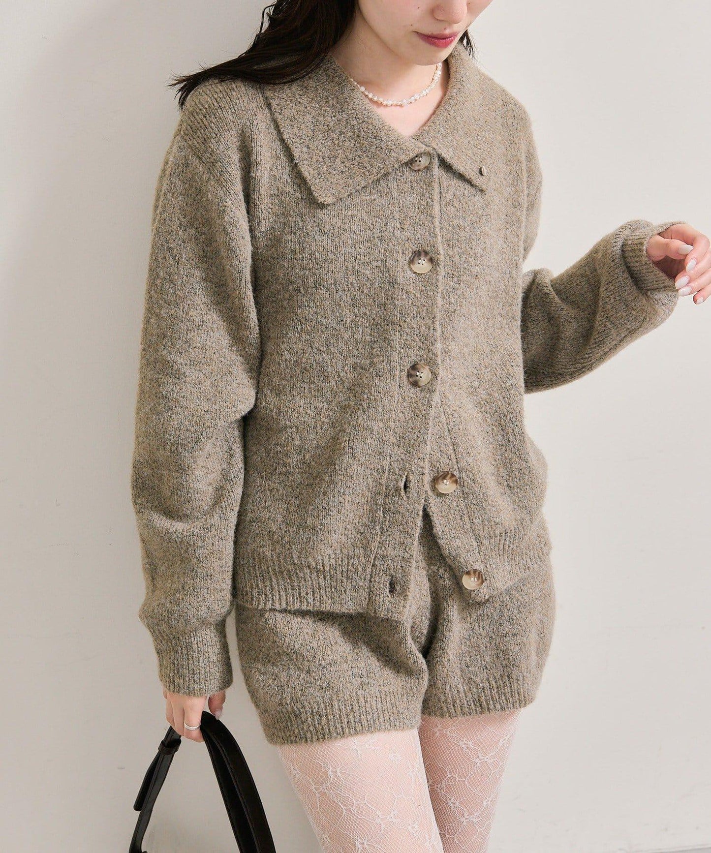 帶領片針織開衫