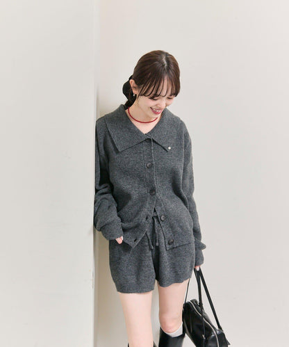 帶領片針織開衫