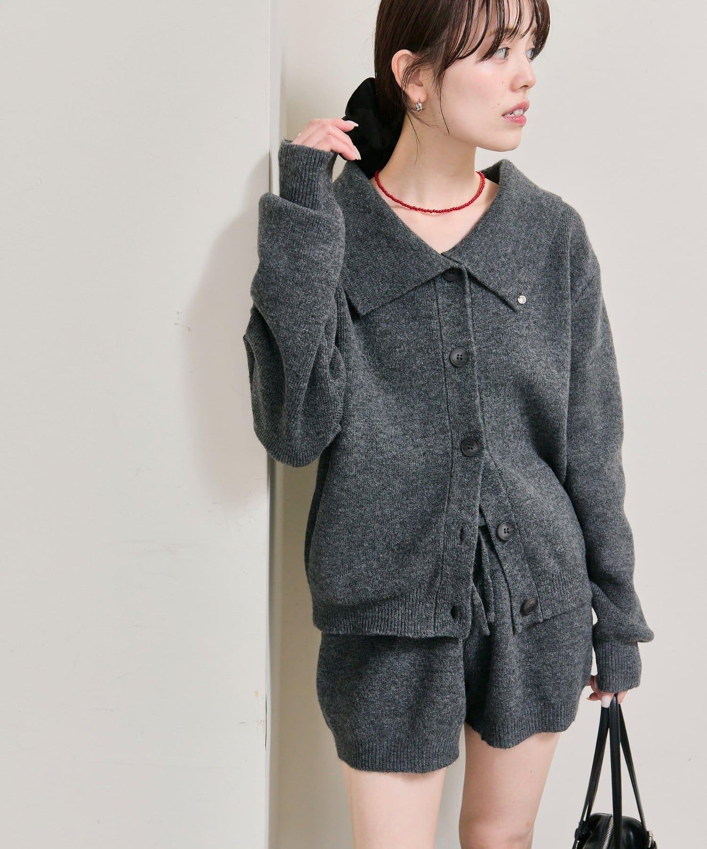 帶領片針織開衫