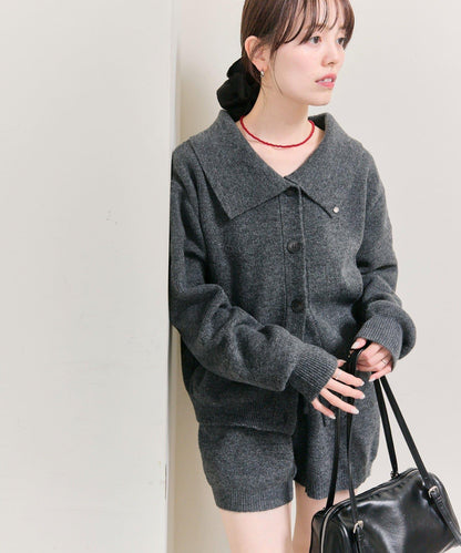 帶領片針織開衫