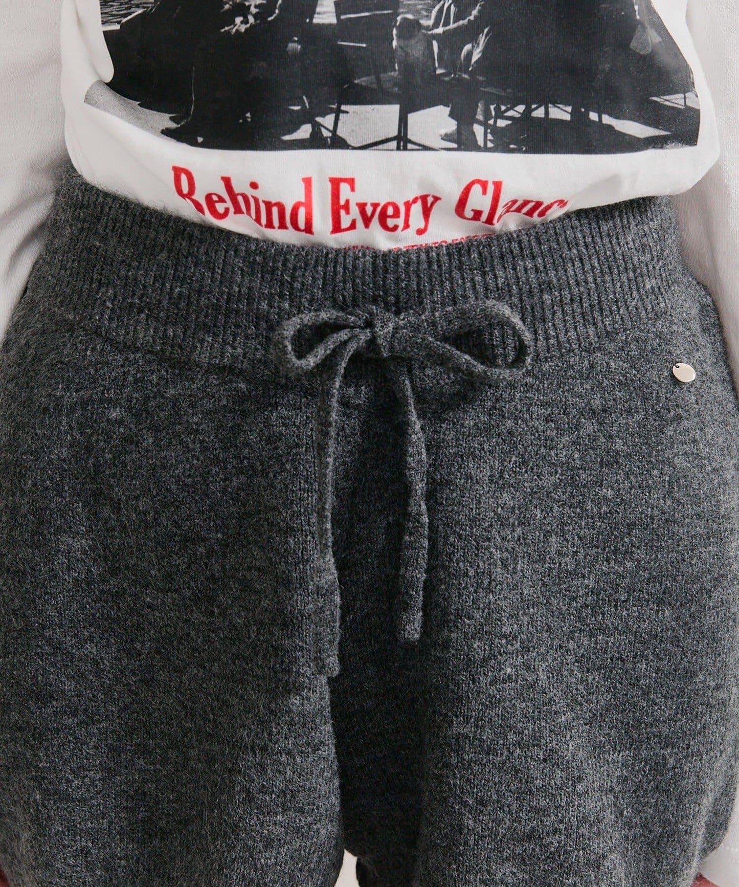 限時特惠!! 今日23:59截止 帶裝飾牌針織褲