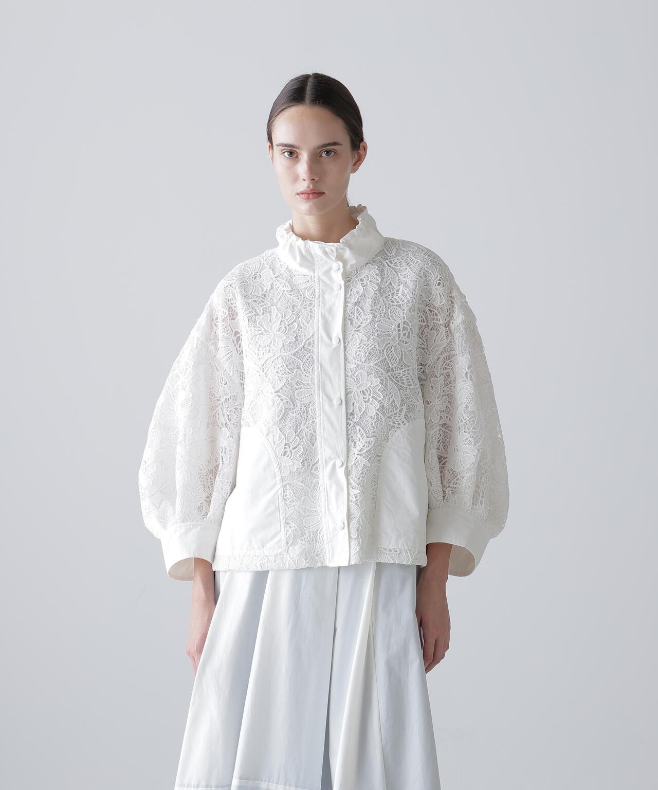 尼龍拼接蕾絲短夾克