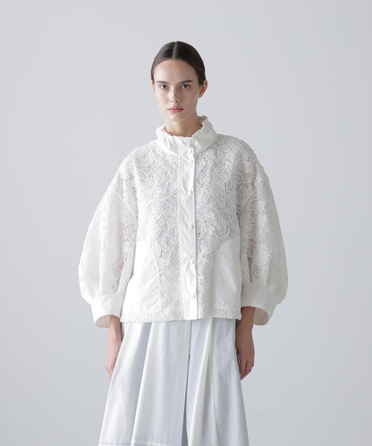 尼龍拼接蕾絲短夾克