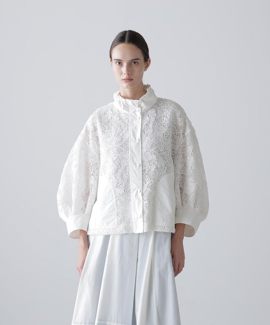 尼龍拼接蕾絲短夾克