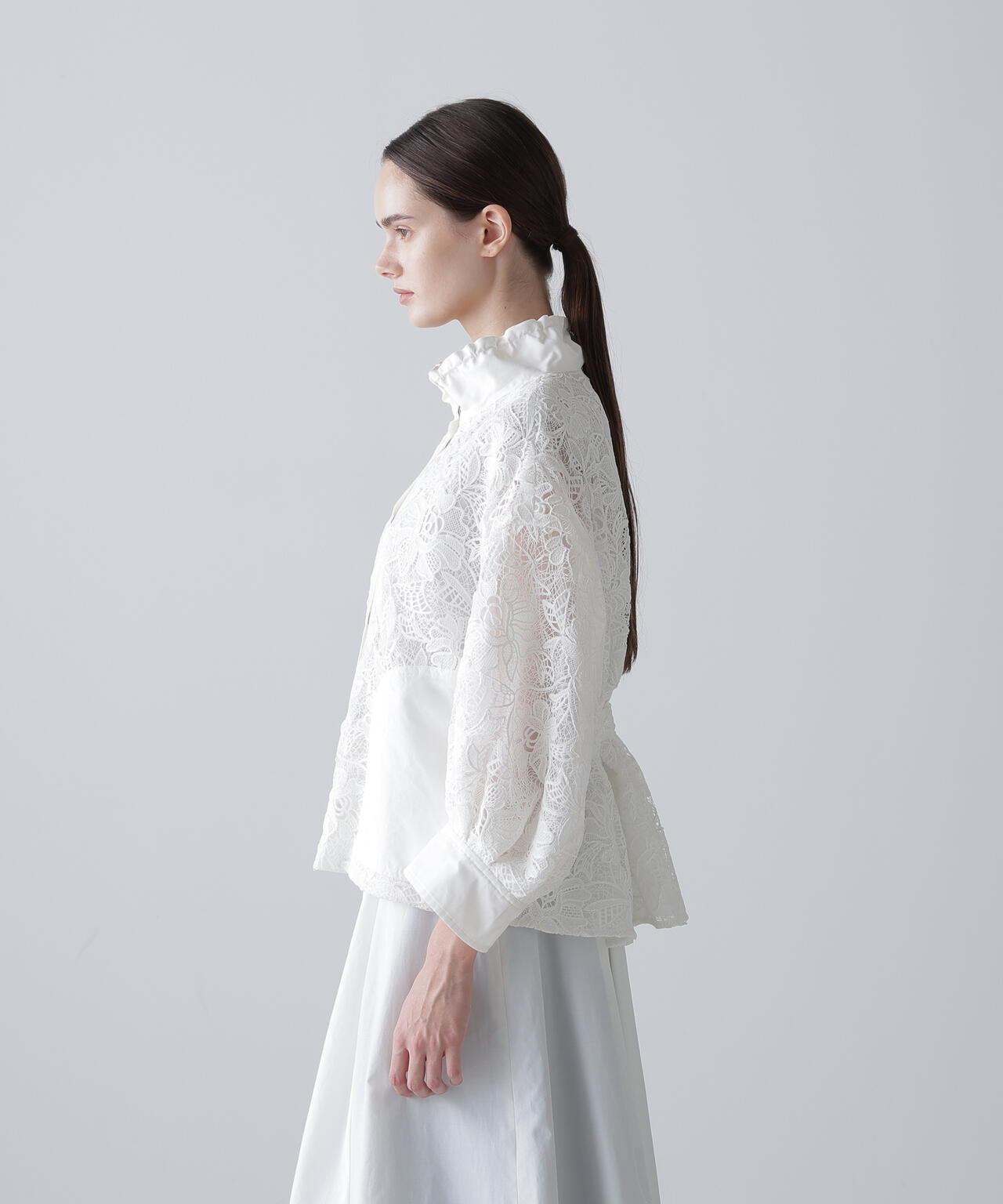 尼龍拼接蕾絲短夾克