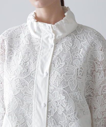 尼龍拼接蕾絲短夾克