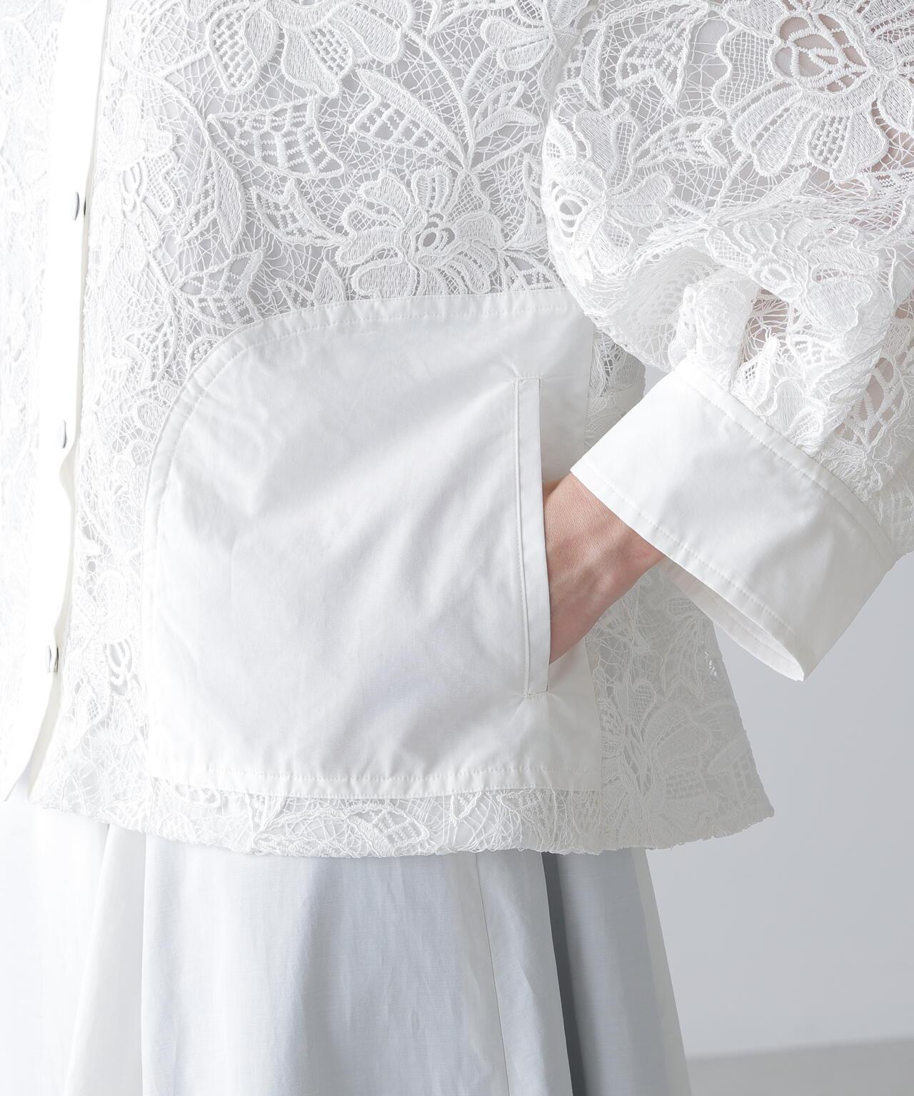 尼龍拼接蕾絲短夾克