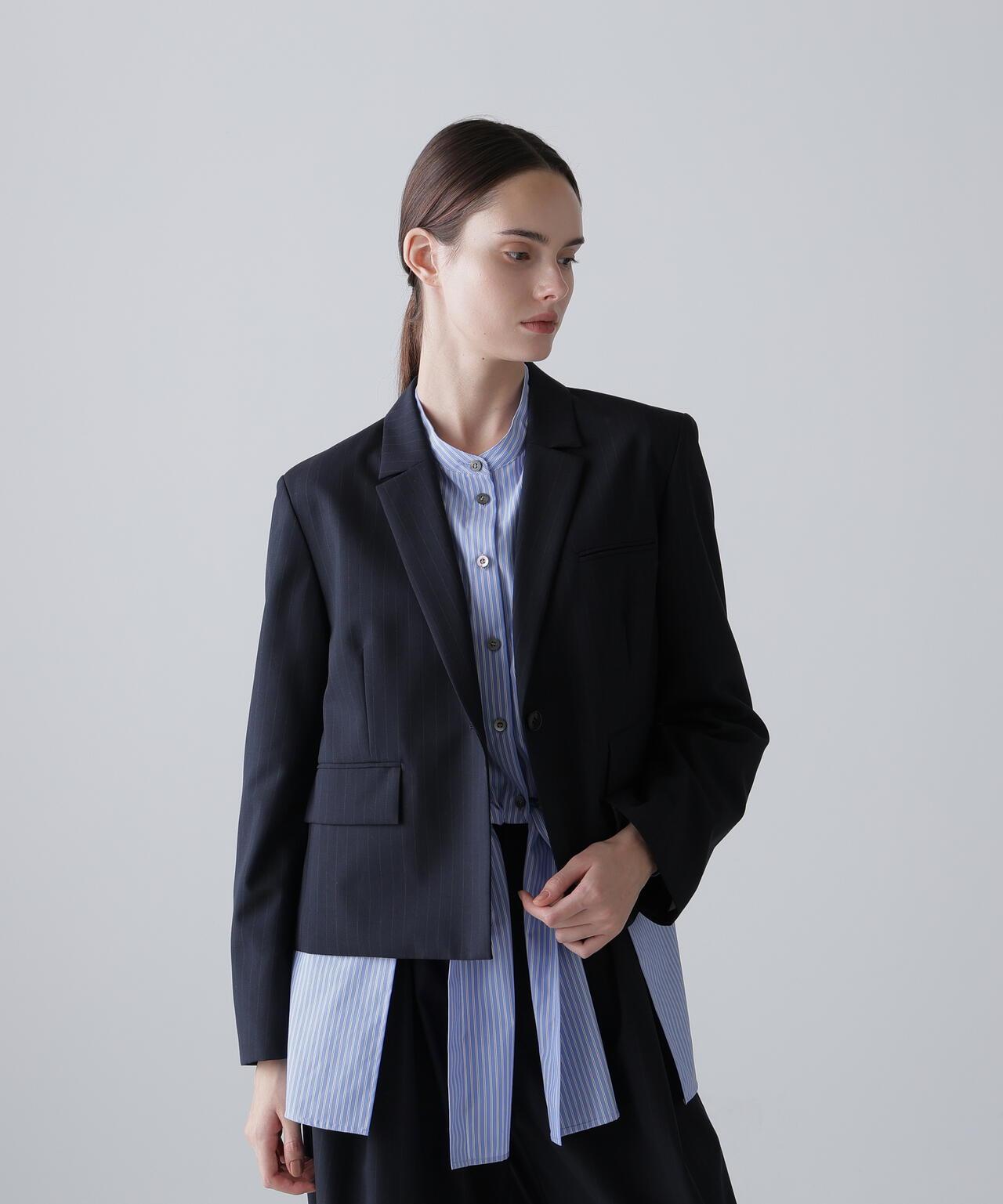 中性風交叉西裝夾克