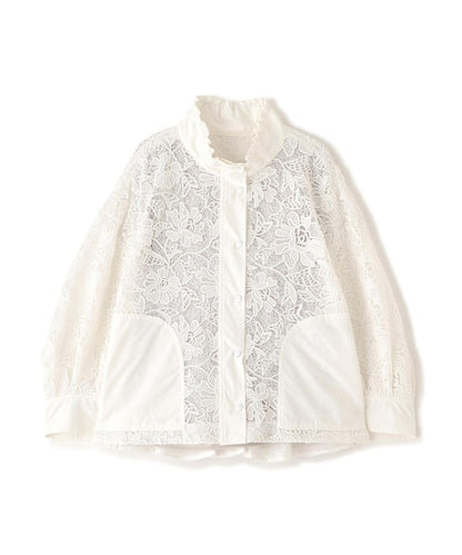 尼龍拼接蕾絲短夾克