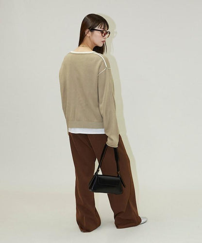 拼接配色針織套頭衫