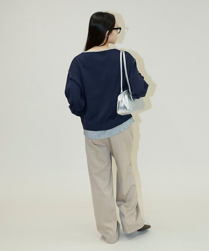 拼接配色針織套頭衫